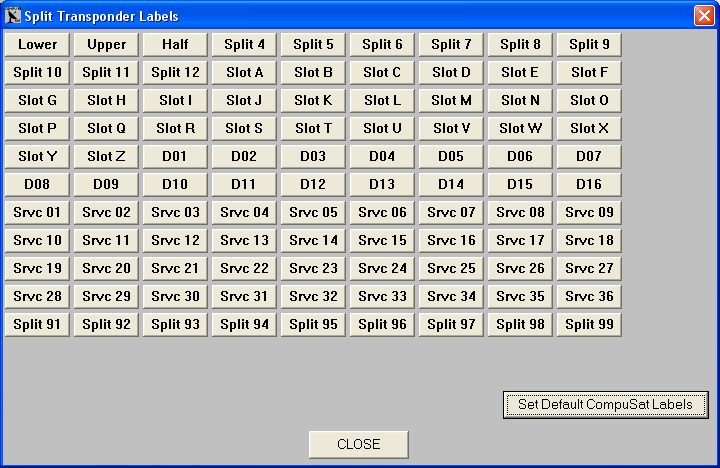 The split transponder labels screen